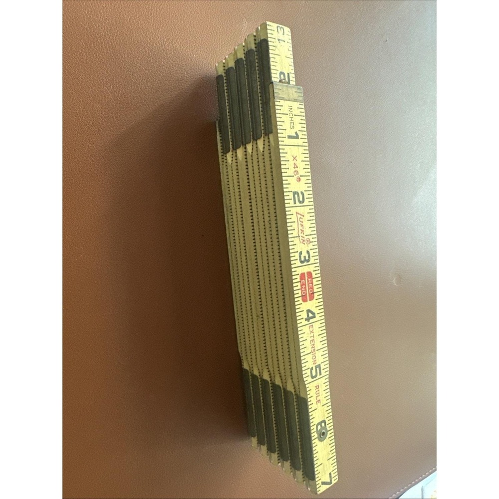 Lufkin X46  RED END Folding Wooden 8' Ruler with 6" Brass Slide out 72"